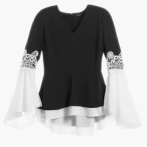 COLORBLOCK LACE TOP (CHICOS BLACK LABEL)